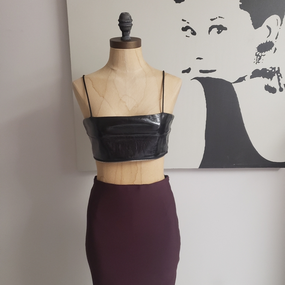 Fashion Nova Women's Faux Patent Leather Top